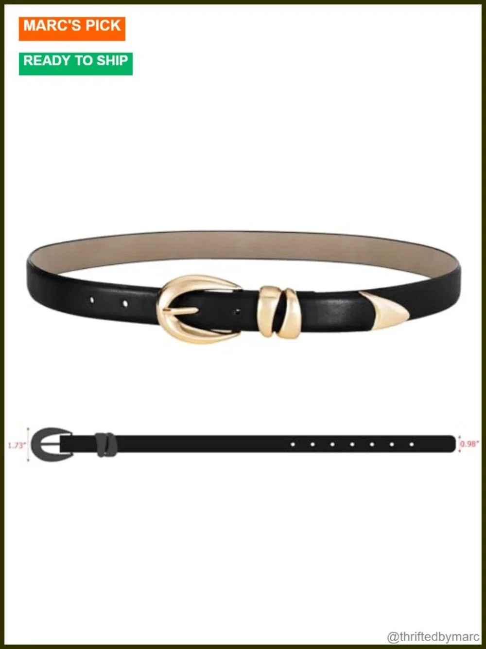 Stylish Faux Leather Belt with Gold Buckle